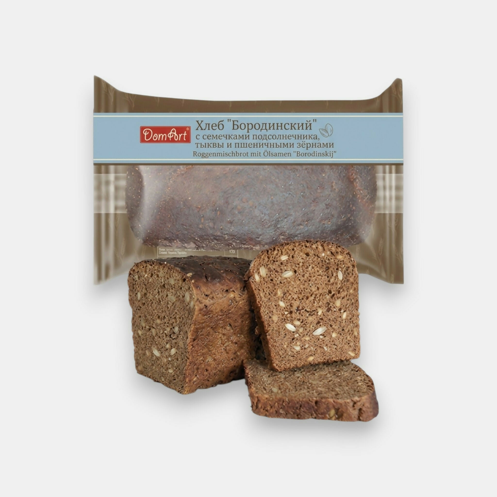 Pain Borodinsky DomArt 350 g, pain de seigle noir aux graines de coriandre, épicerie d'Europe de l'Est