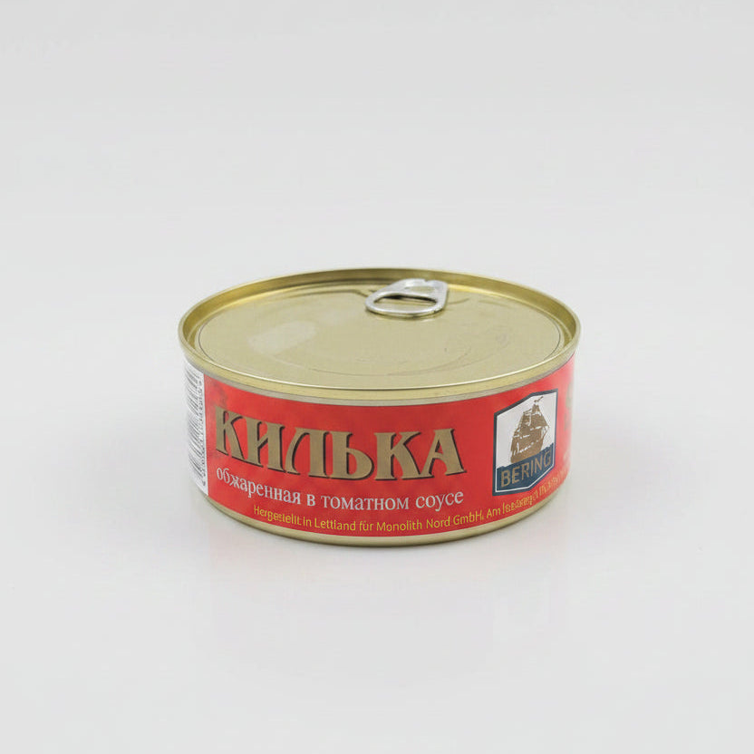 Boîte de sardines à la sauce tomate Bering 240 g, conserve de poisson d'Europe de l'Est