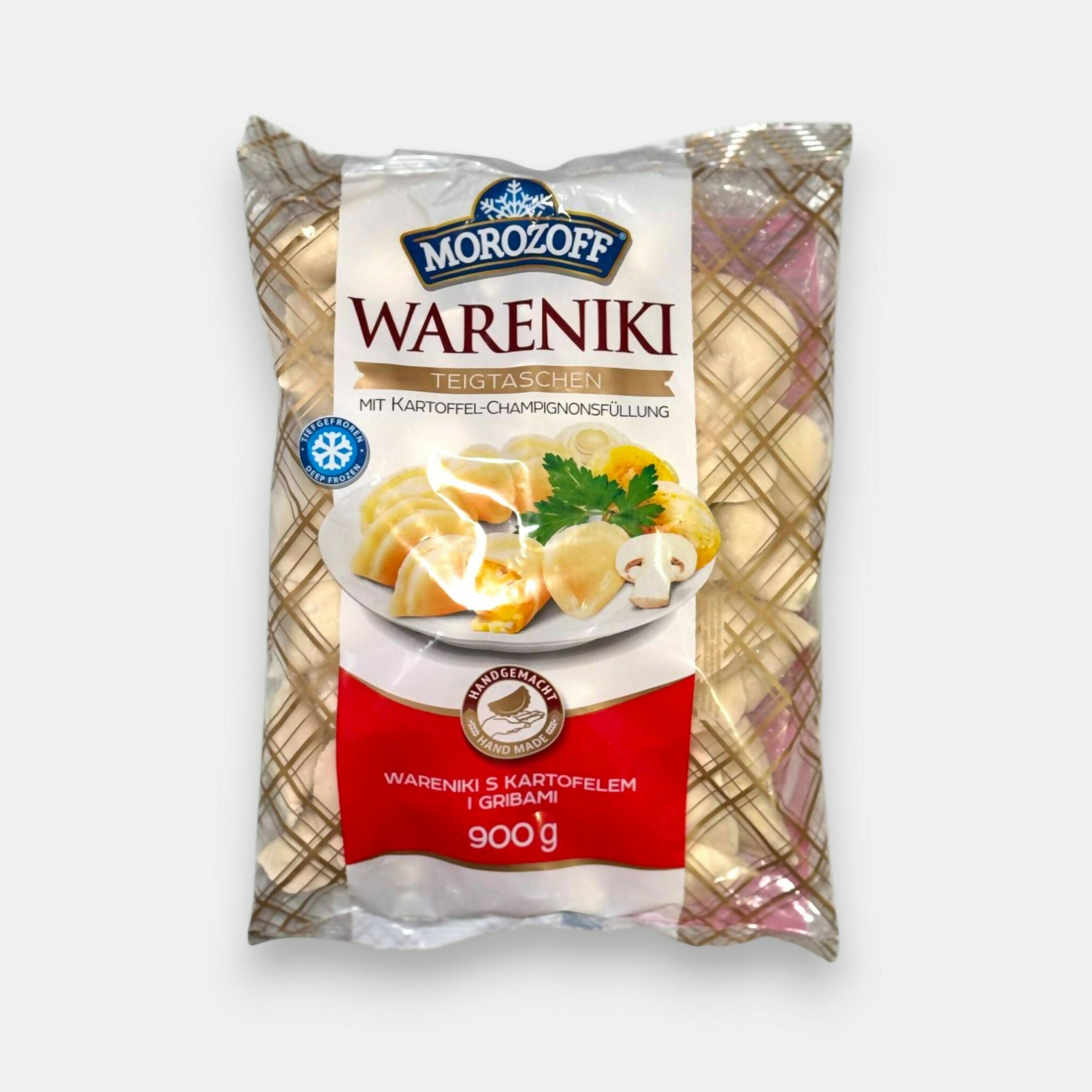Paquet de vareniki aux pommes de terre et champignons «Morozoff» 900 g, épicerie slave à Nice