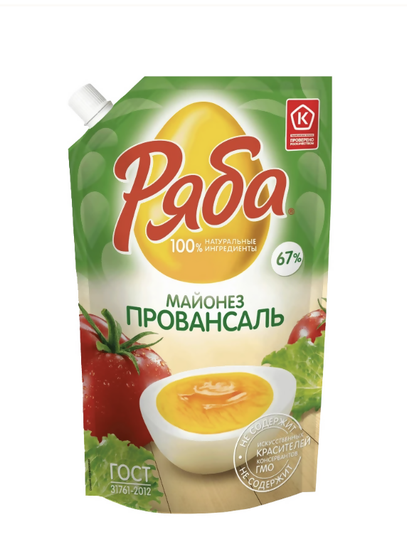 Mayonnaise Provansal «Ryaba» 67 %, 410 g, sauce crémeuse d'Europe de l'Est