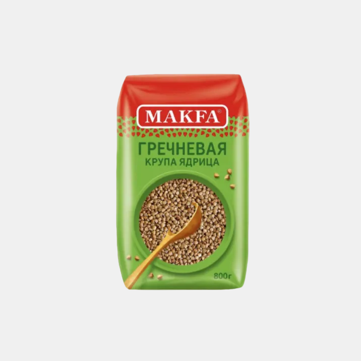 Sarrasin Makfa 800 g — paquet de céréales d'Europe de l'Est, vue de face