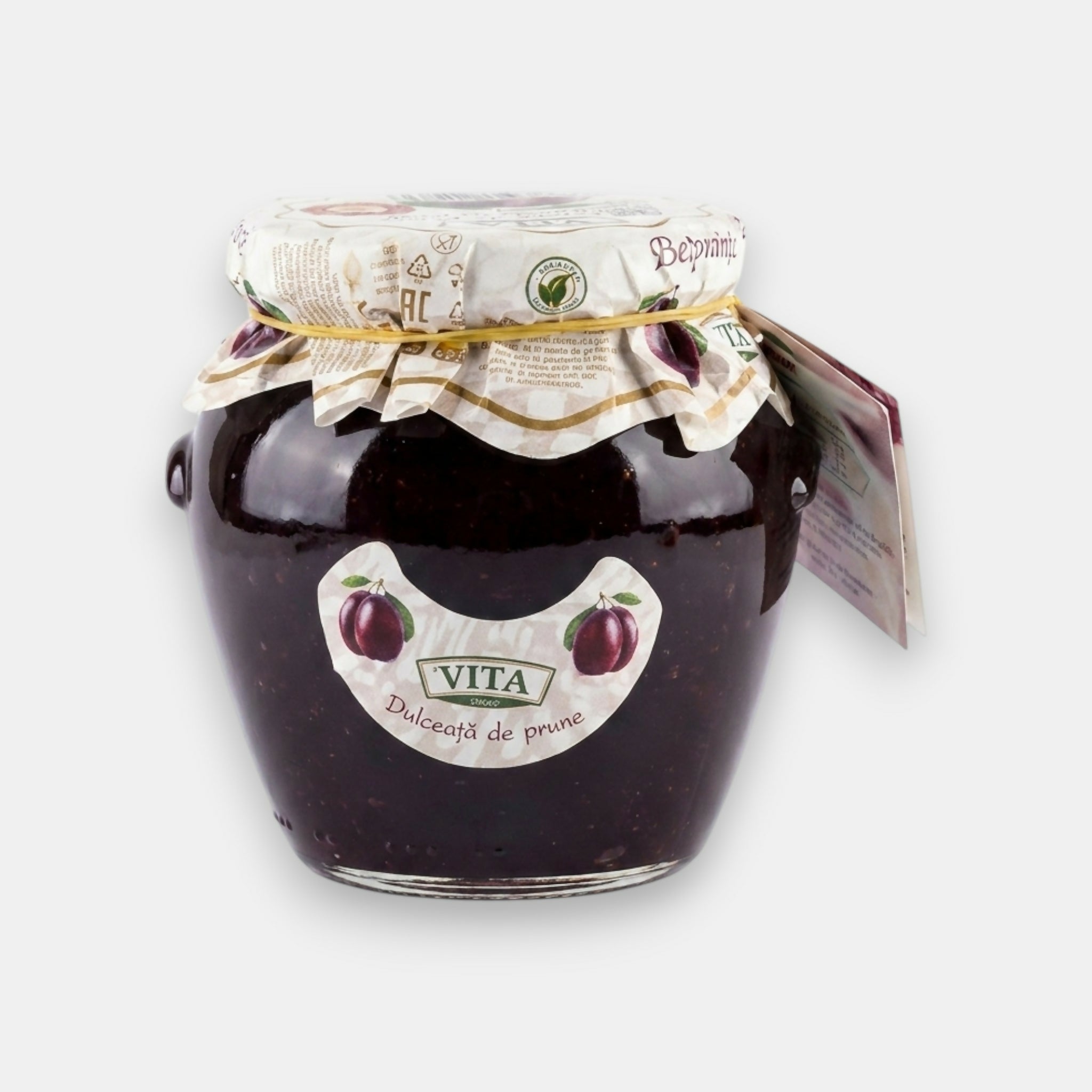 Confiture de prunes Vita 680 g – vue de face du pot en verre