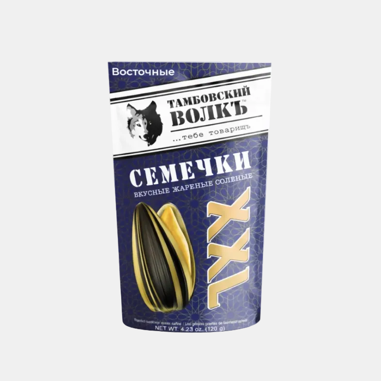 Sachet de graines de tournesol grillées et salées «Tambovskiy Volk» 120 g, épicerie russe à Paris