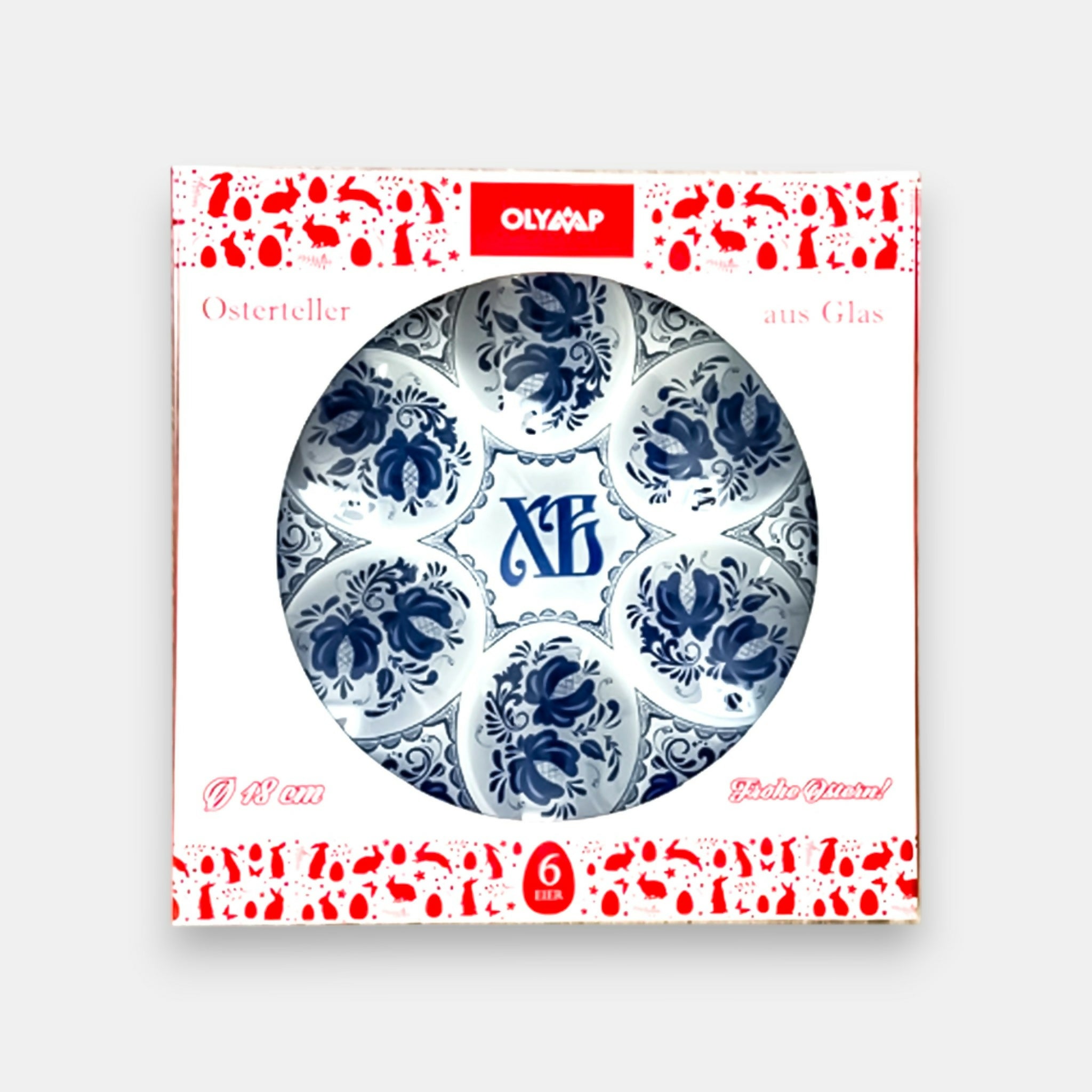 Assiette bleue de Pâques, 1 pièce (motifs style Gjel)