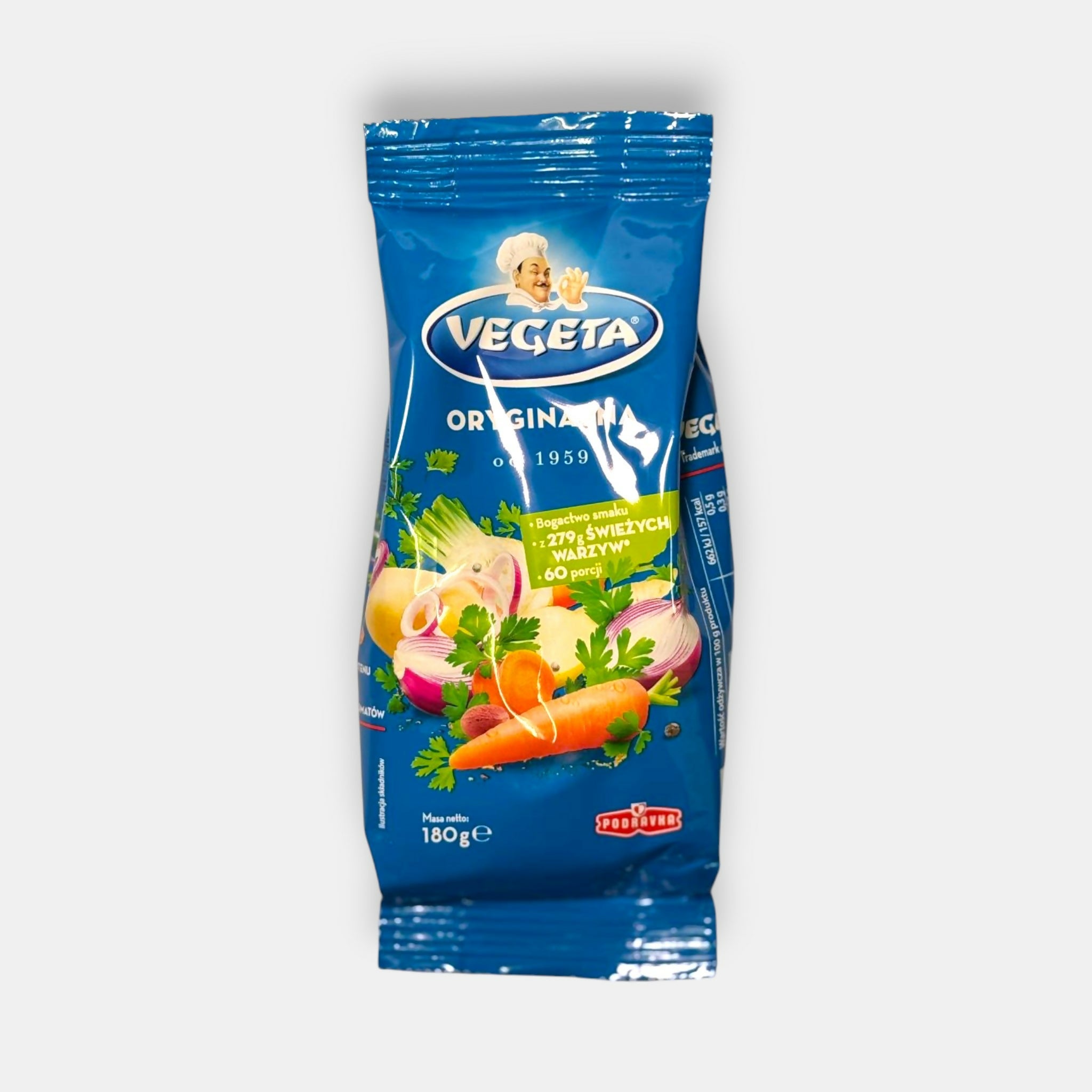 Assaisonnement aux légumes Vegeta en sachet, mélange classique de légumes séchés et d’épices pour cuisine quotidienne, produit d’épicerie slave proposé par Pomo.bio avec livraison rapide à Paris
