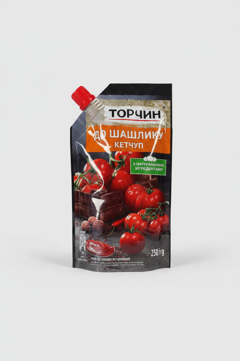 Ketchup barbecue Torchin 250 g en bouteille, sauce tomate fumée, épicerie d'Europe de l'Est