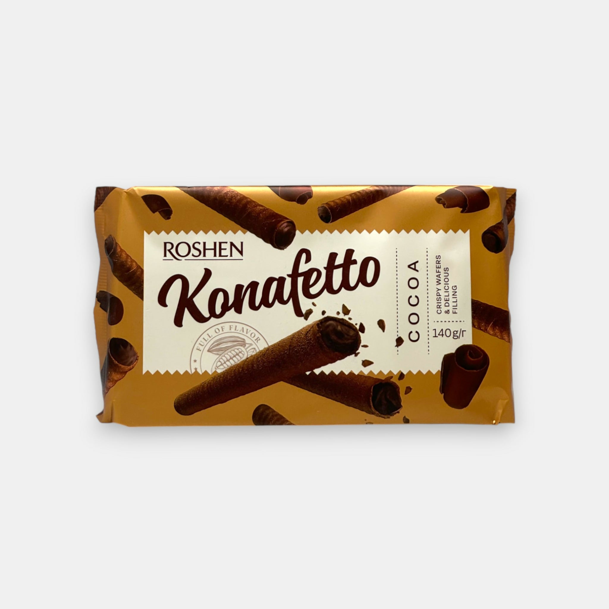 Rouleaux gaufrés fourrés au cacao, «Roshen», 140 g