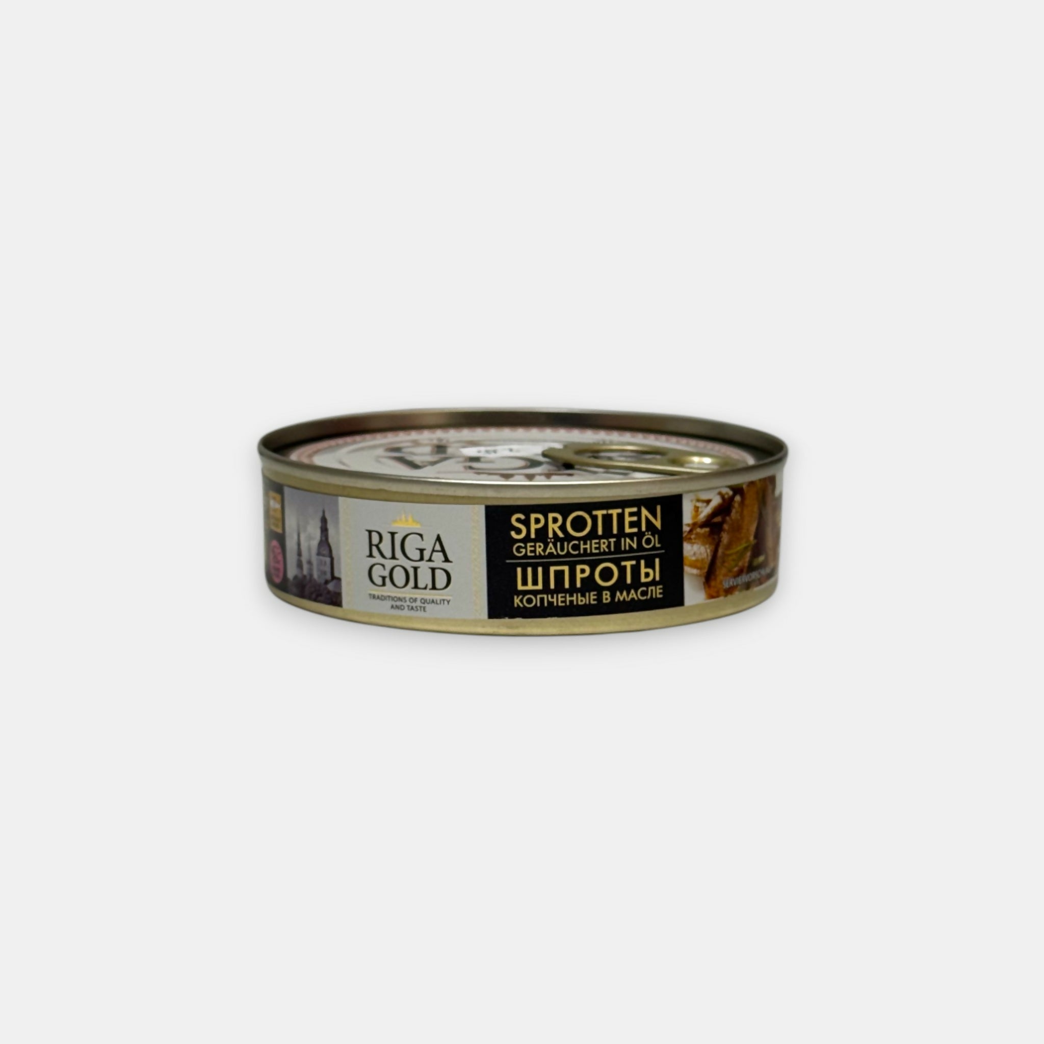Boîte de sprats fumés Riga Gold 160 g – spécialité d’Europe de l’Est