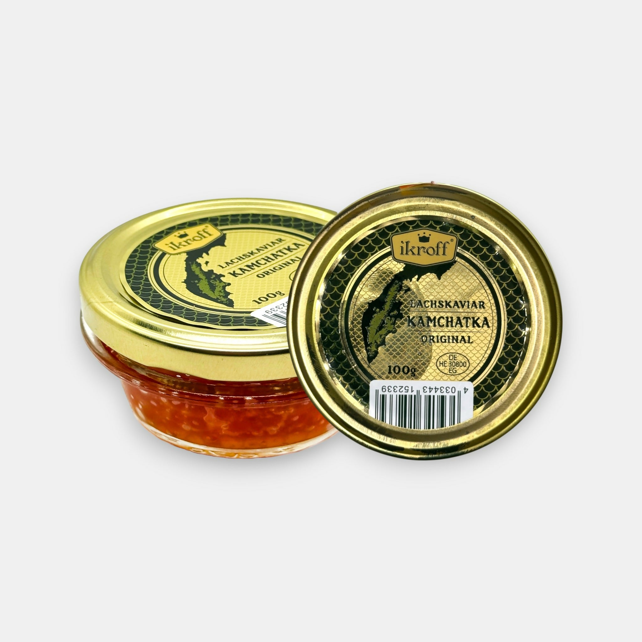 Pot de caviar noir imité «Tsarskaya», 220 g — texture et apparence du vrai caviar, sans poisson. Idéal pour les plats et canapés. Disponible sur Pomo.bio.