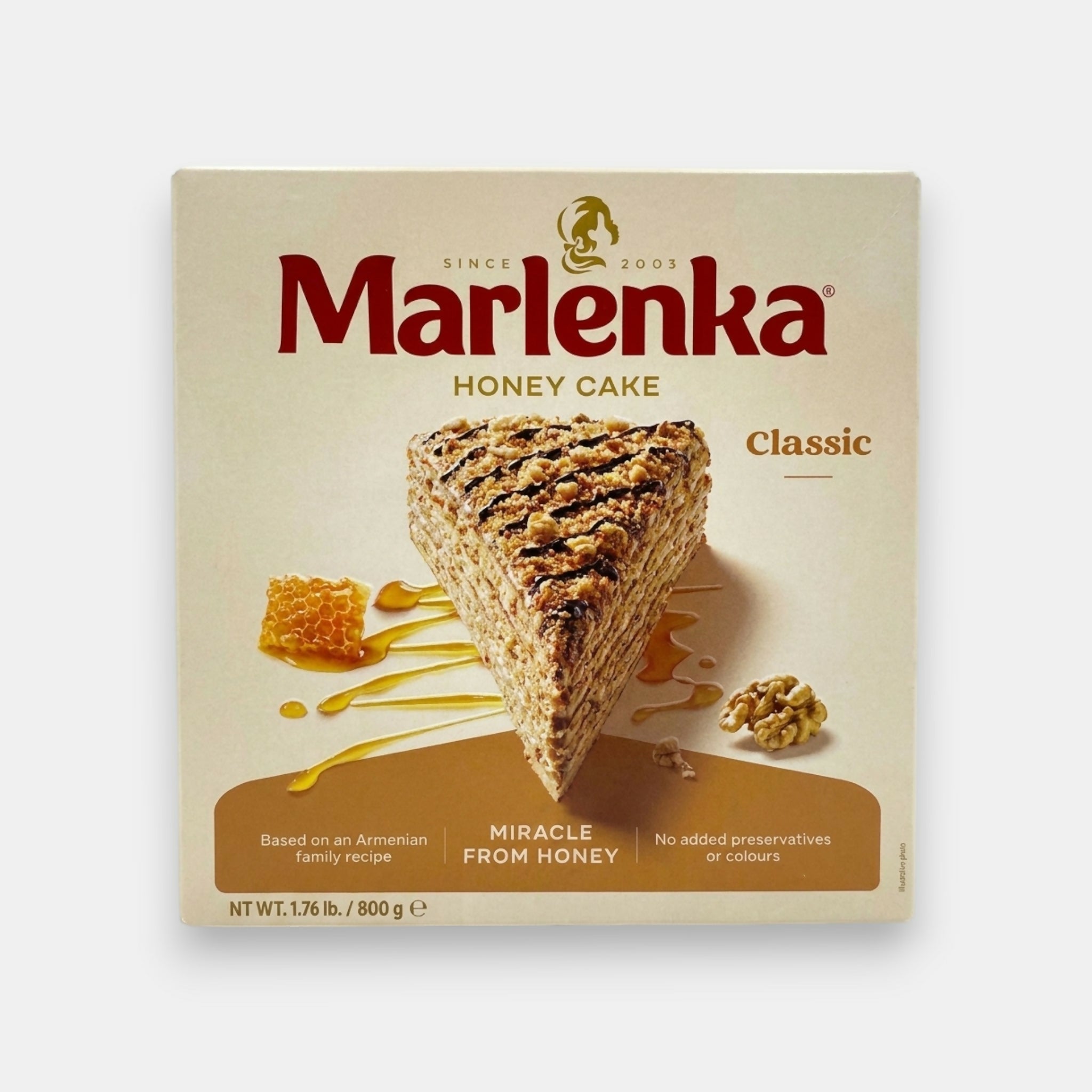 Gâteau au miel Marlenka 800 g – vue de face de l'emballage entier