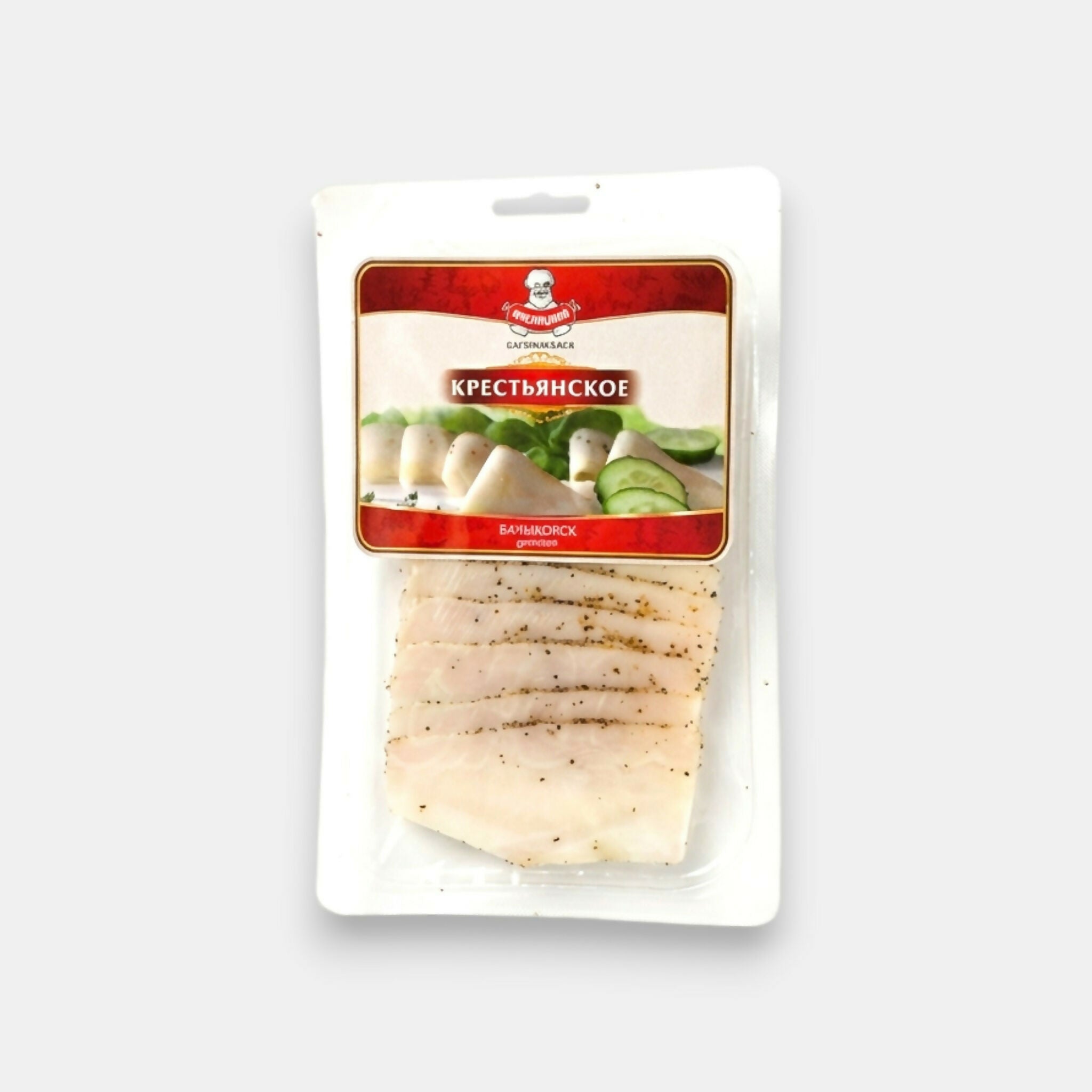 Lard tranché Kolbassoff 90 g — emballage vue de face, charcuterie d'Europe de l'Est