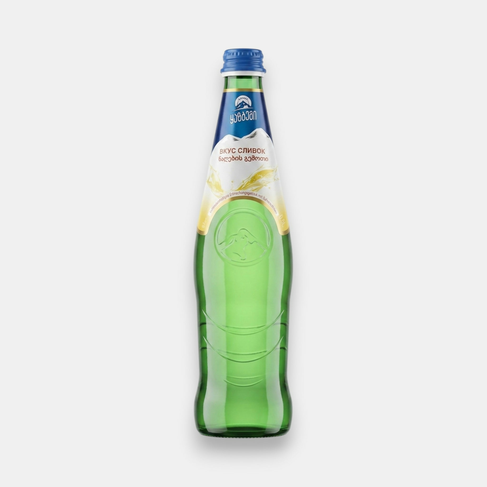 Bouteille de crème soda Kazbegi 500 ml, boisson gazeuse géorgienne à la vanille, vue de face