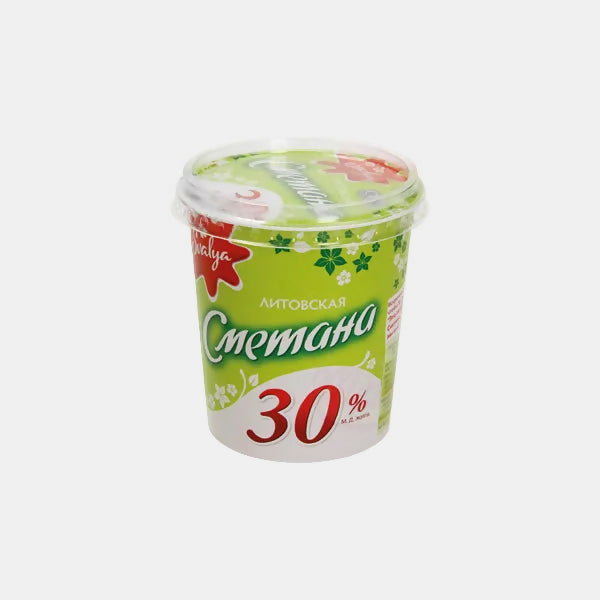Pot de crème aigre lituanienne Svalya 30%, 380 g — produit laitier d'Europe de l'Est