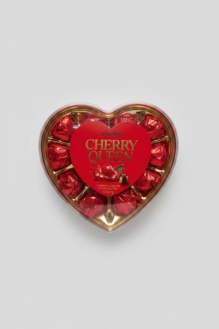 Bonbons Cherry Queen ROSHEN 122 g, caramel fourré gelée cerise, confiserie d'Europe de l'Est