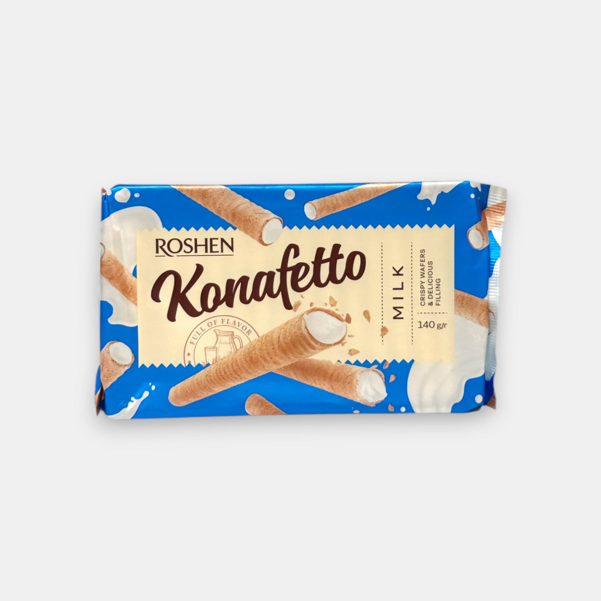 Rouleaux gaufrés fourrés au lait, «Roshen», 140 g