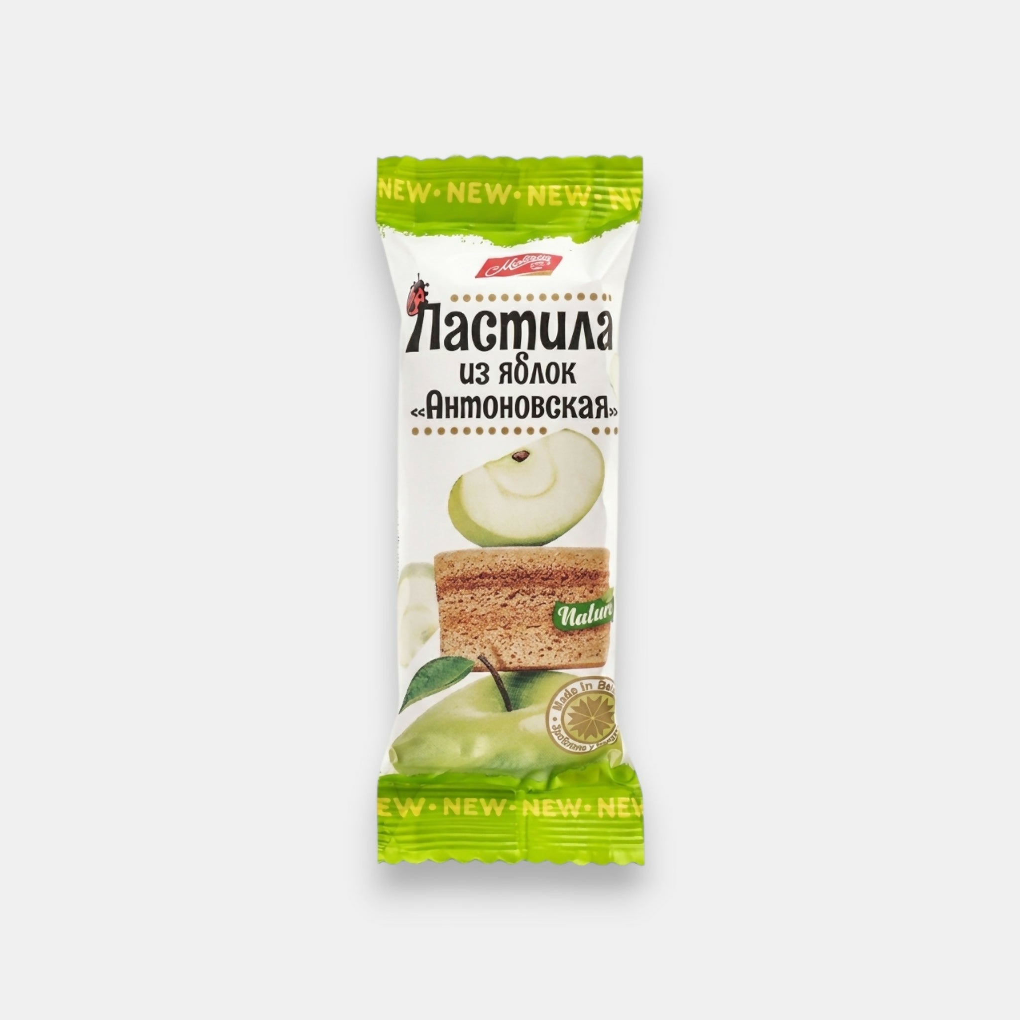 Barre de pastila à la pomme Antonovka Mikhaella, confiserie légère à base de purée de pomme séchée, disponible sur Pomo.bio, épicerie russe à Paris