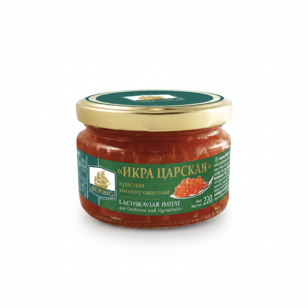 Bocal de caviar rouge de saumon «Bering» 220 g, épicerie slave, produits d'Europe de l'Est