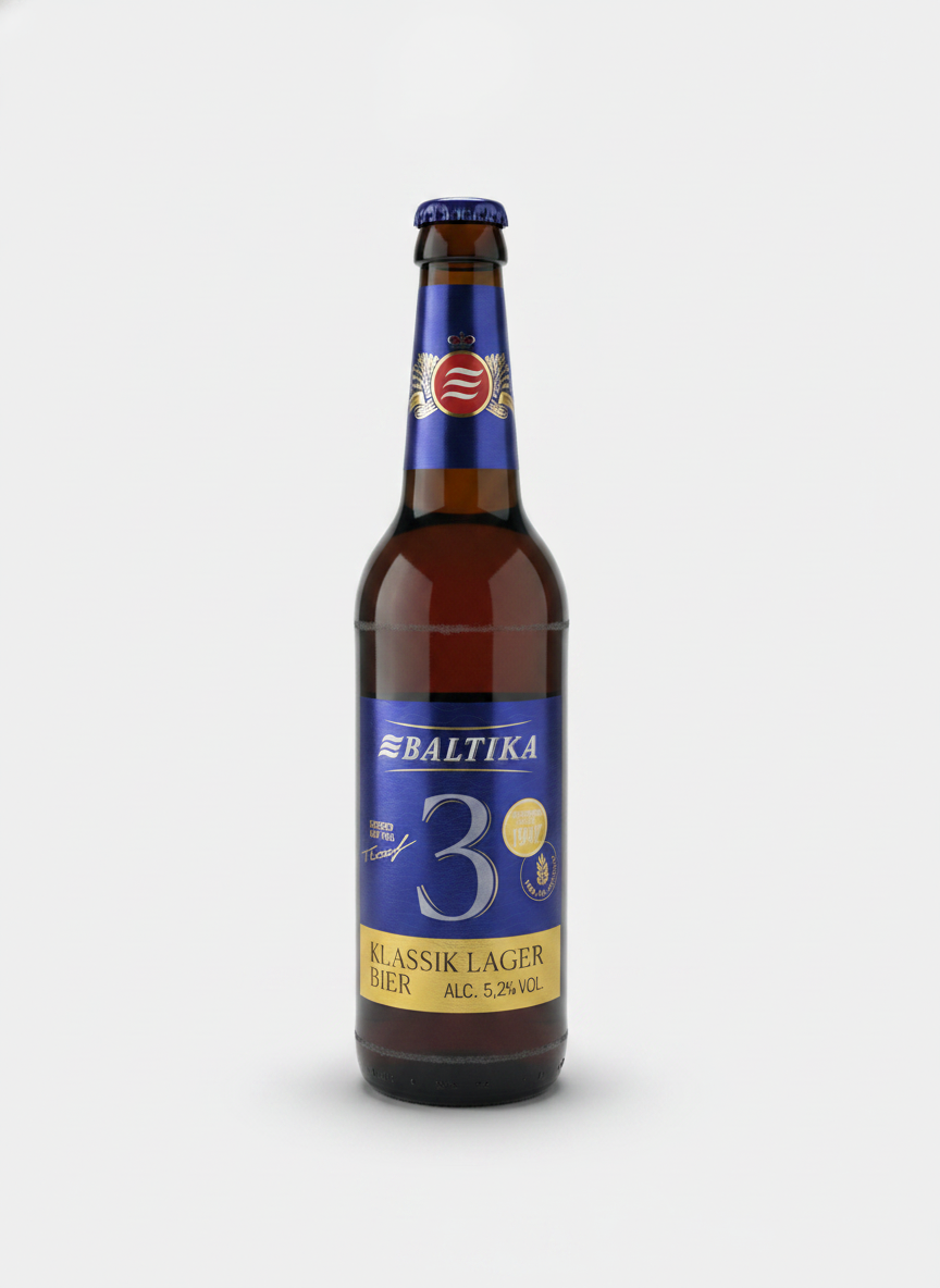 Bouteille de bière lager Baltika №3 Klassik 500 ml, 5,2% alc., épicerie slave