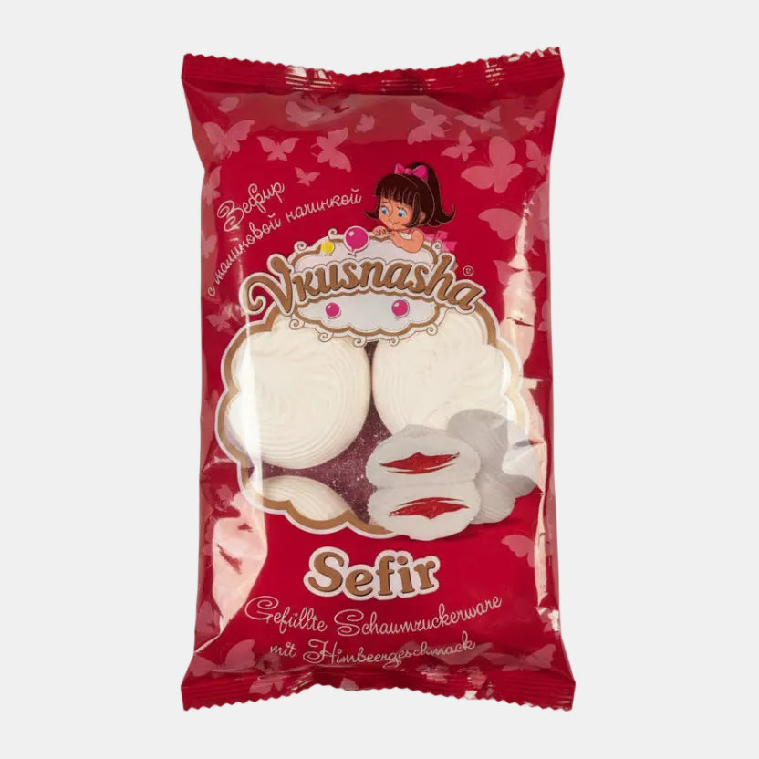 Paquet de guimauves fourrées à la confiture de framboises Vkusnyasha 300 g, épicerie slave