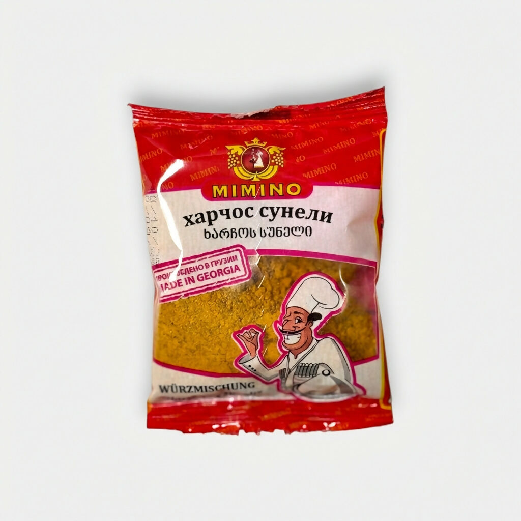 Épice kharcho suneli Mimino en sachet, mélange géorgien pour plats mijotés, spécialité d’épicerie slave proposée par Pomo.bio avec livraison rapide à Paris