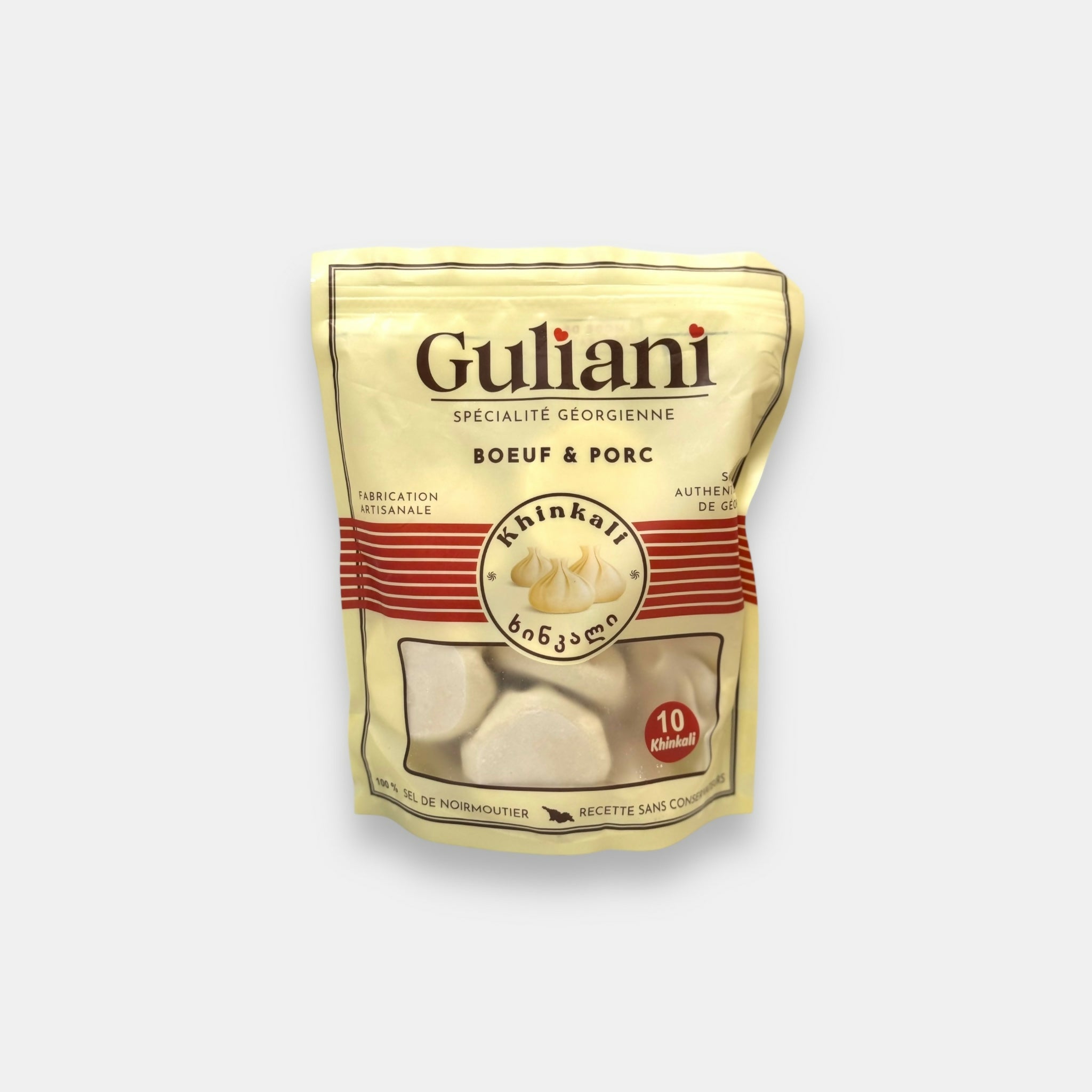 Khinkali Guliani faits main, raviolis géorgiens porc et bœuf, 10 pièces – photo du produit. Épicerie russe à Paris. Pomo.bio