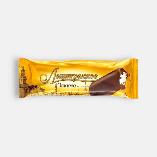 Eskimo sur bâtonnet Leningradskoe enrobé de chocolat noir 80 g, épicerie russe à Paris