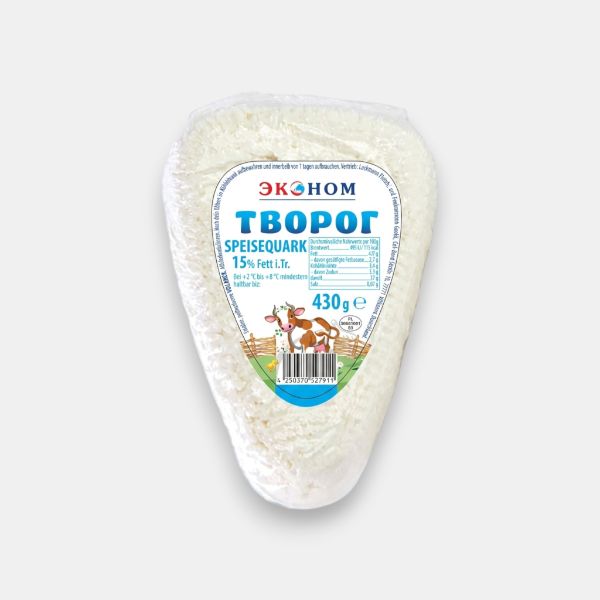 Paquet de fromage cottage Econom 15% MG 430 g, épicerie slave Pomo.bio Paris
