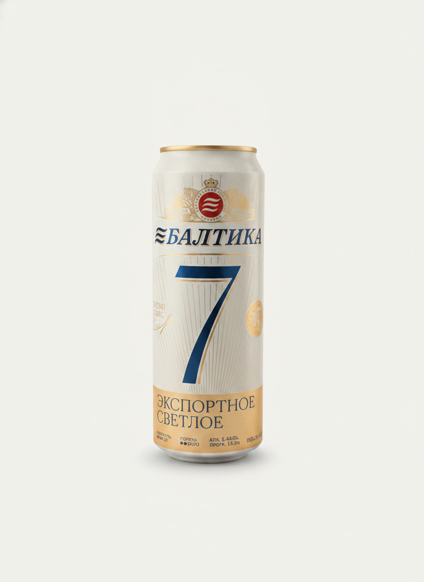 Canette de bière blonde russe Baltika 7 export 450 ml, 5,4% alc., épicerie russe