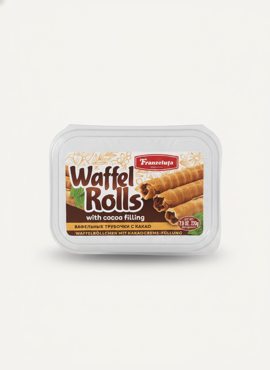 Boîte de rouleaux gaufrés Franzeluta à la crème cacao 220 g, épicerie slave