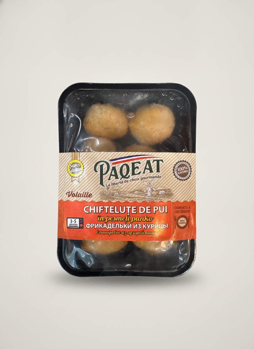 Barquette de boulettes de poulet en chapelure panko surgelées Paqeat 320 g, épicerie slave