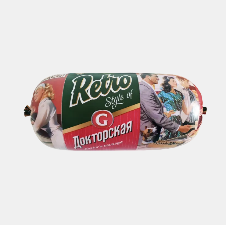 Saucisson Doktorskaya Retro 800 g – charcuterie cuite classique d'Europe de l'Est, vue de face