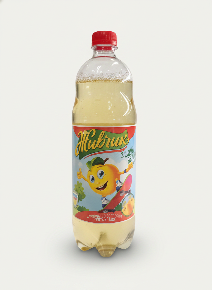 Bouteille de limonade Jivchik au jus de pomme 1 l, boisson gazeuse ukrainienne, épicerie slave