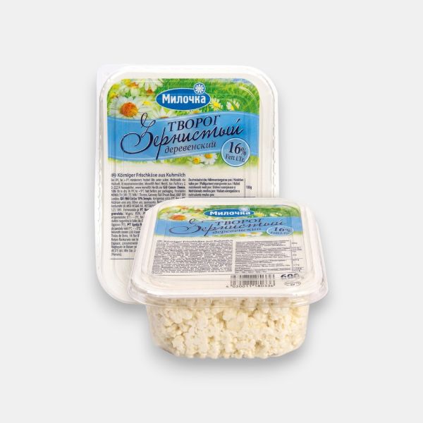 Barquette de fromage cottage granuleux Milochka 16% 600 g, épicerie slave à Paris