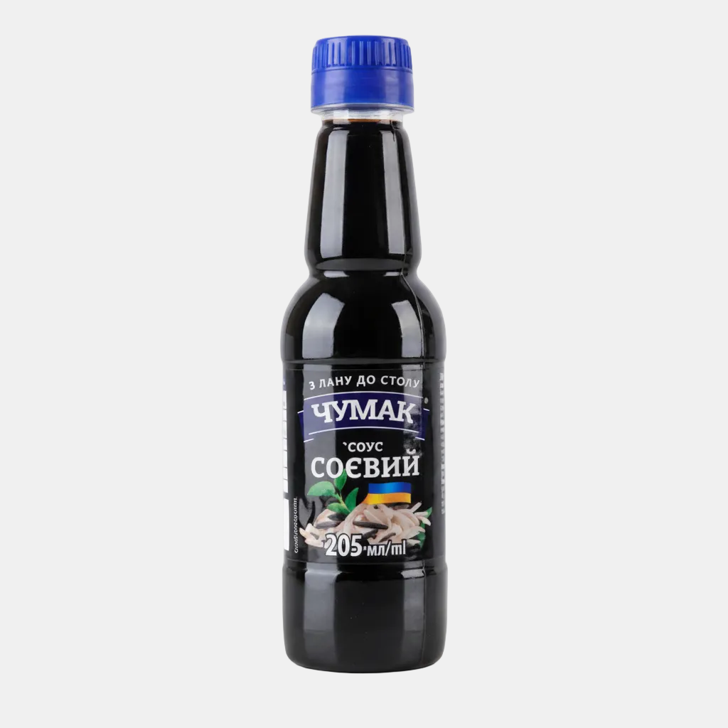 Bouteille de sauce soja Chumak 205 ml, produit ukrainien, épicerie slave