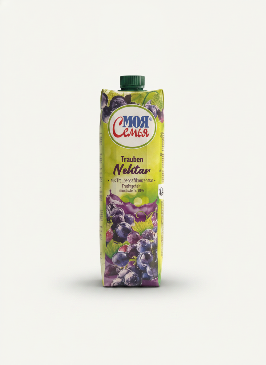 Brique de nectar de raisin Moya Semya 1 l, à base de concentré, épicerie slave