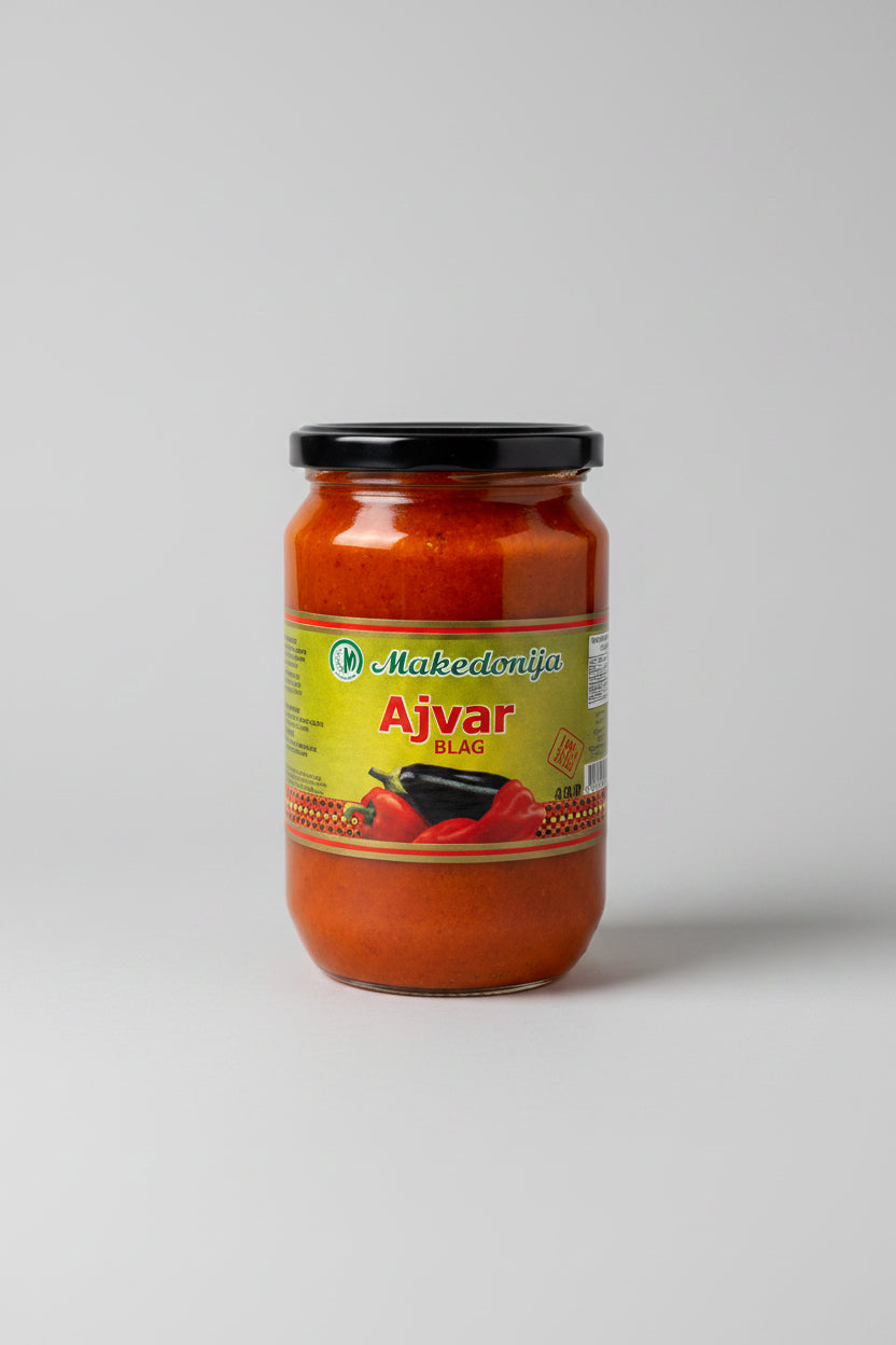 Bocal d'ajvar «Macédoine» 670 g, sauce balkanique aux poivrons rouges grillés, épicerie d'Europe de l'Est