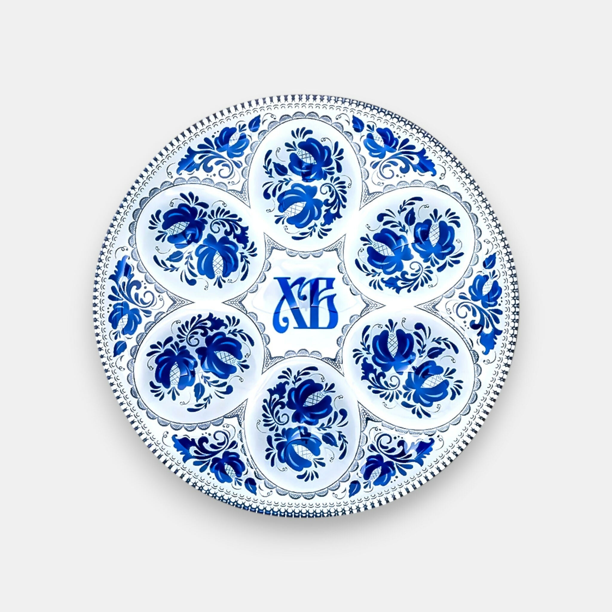 Assiette bleue de Pâques, 1 pièce (motifs style Gjel)