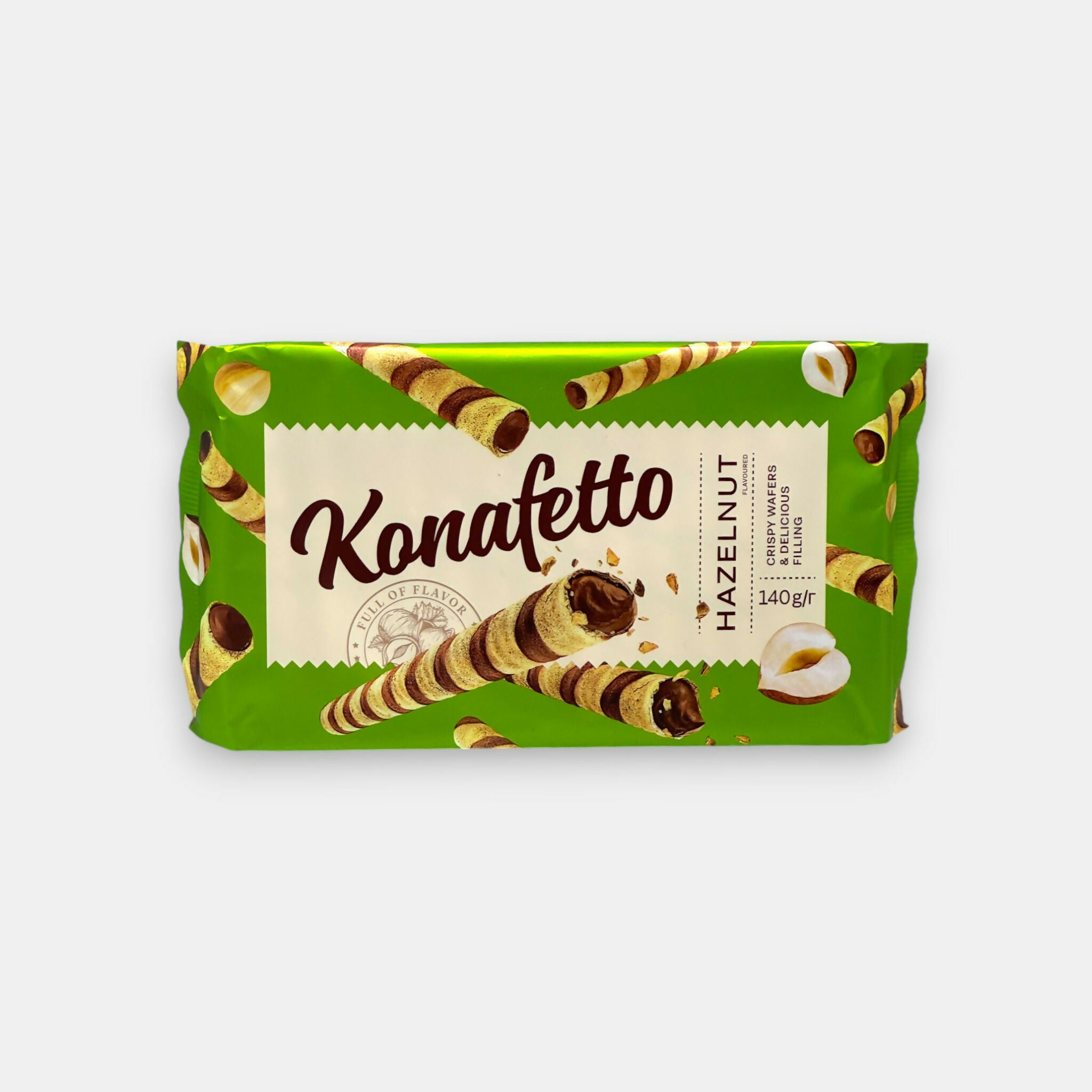 Rouleaux gaufrés à la crème de noisettes Roshen 140 g, confiserie d'Europe de l'Est