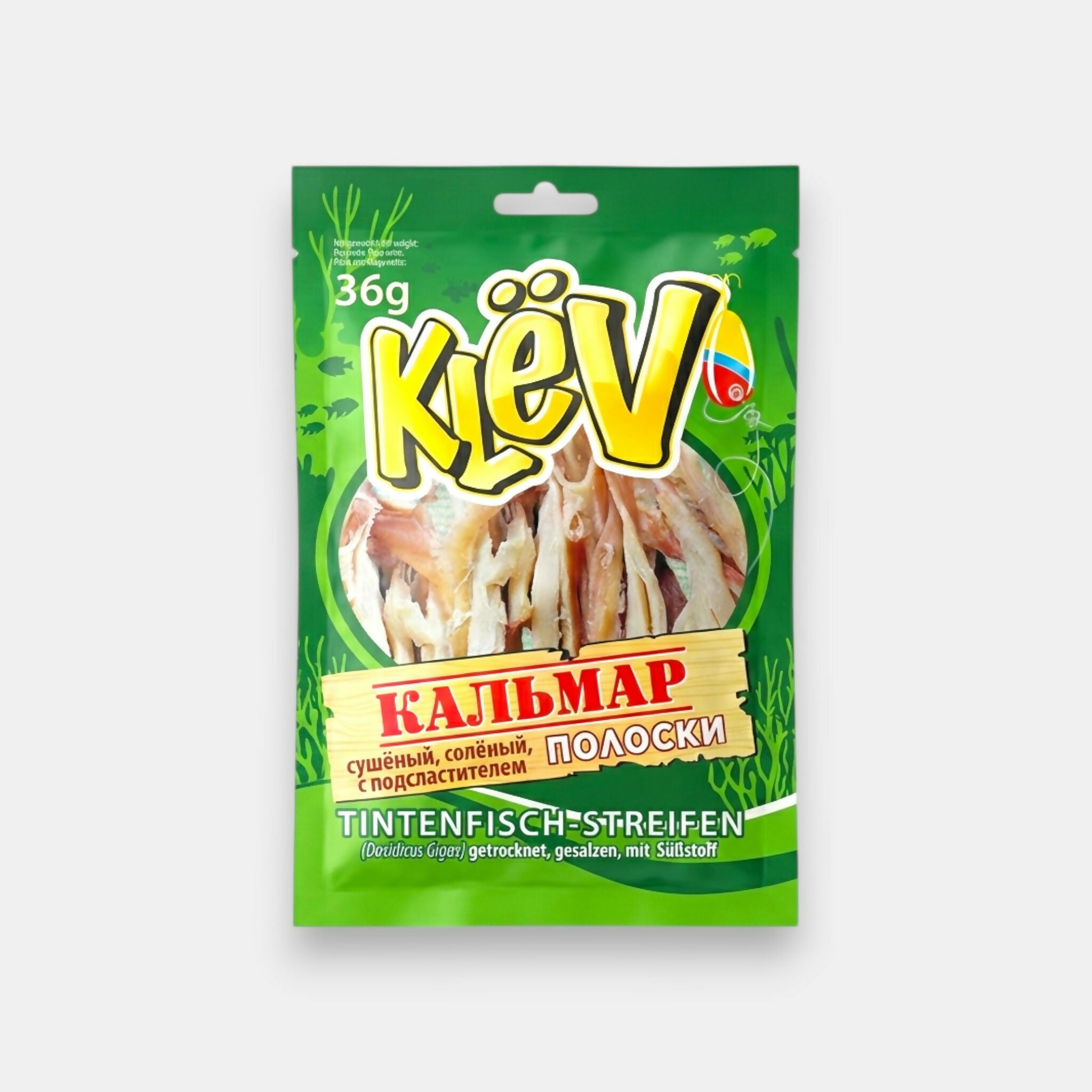 Lanières de calmar séché «Klёv» 36 g, snack apéritif, épicerie d'Europe de l'Est