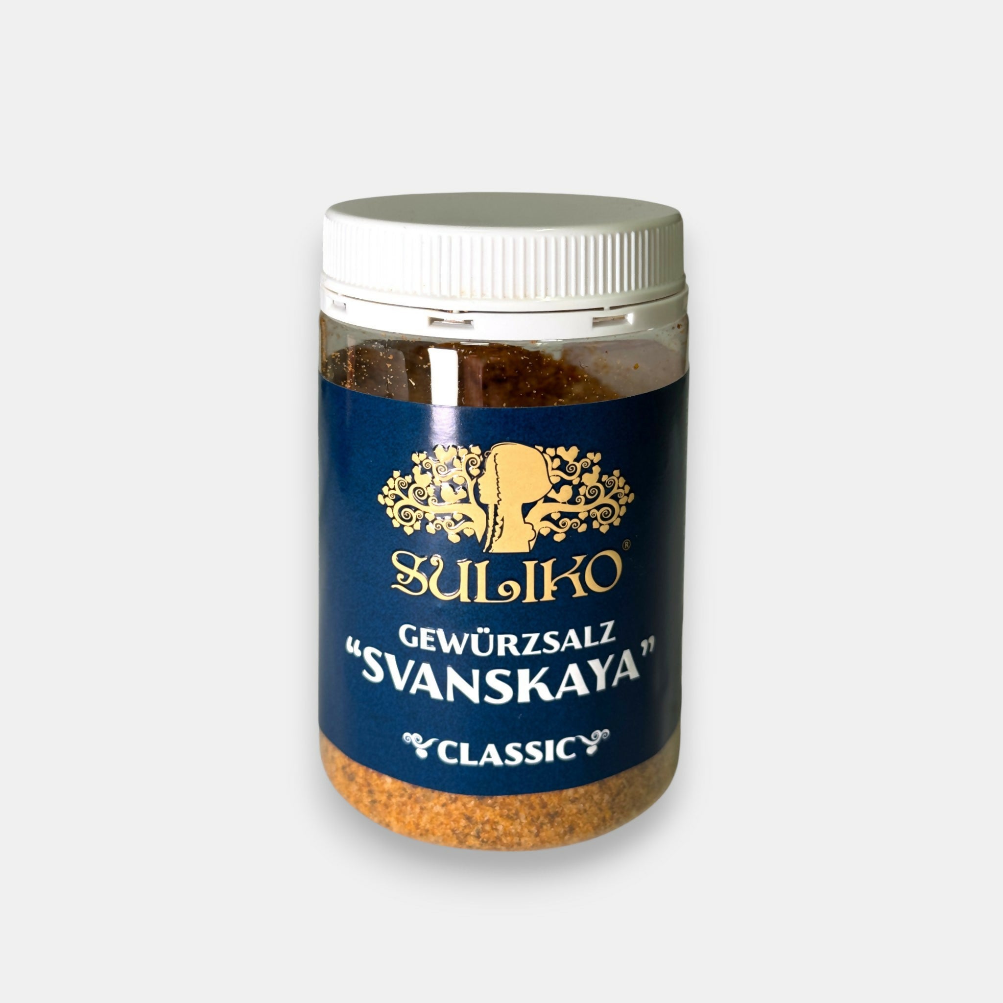 Pot de sel Svan «Suliko», 200 g — mélange d’épices géorgien traditionnel pour viandes et légumes. Disponible sur Pomo.bio.