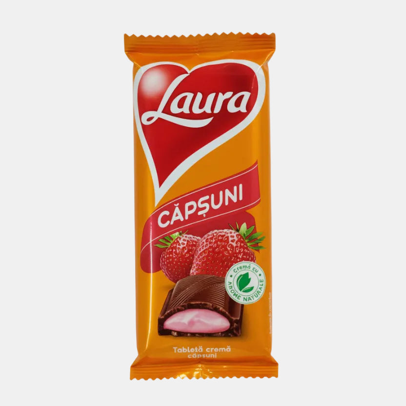 Tablette de chocolat au lait Laura aux fraises 92 g, épicerie d'Europe de l'Est