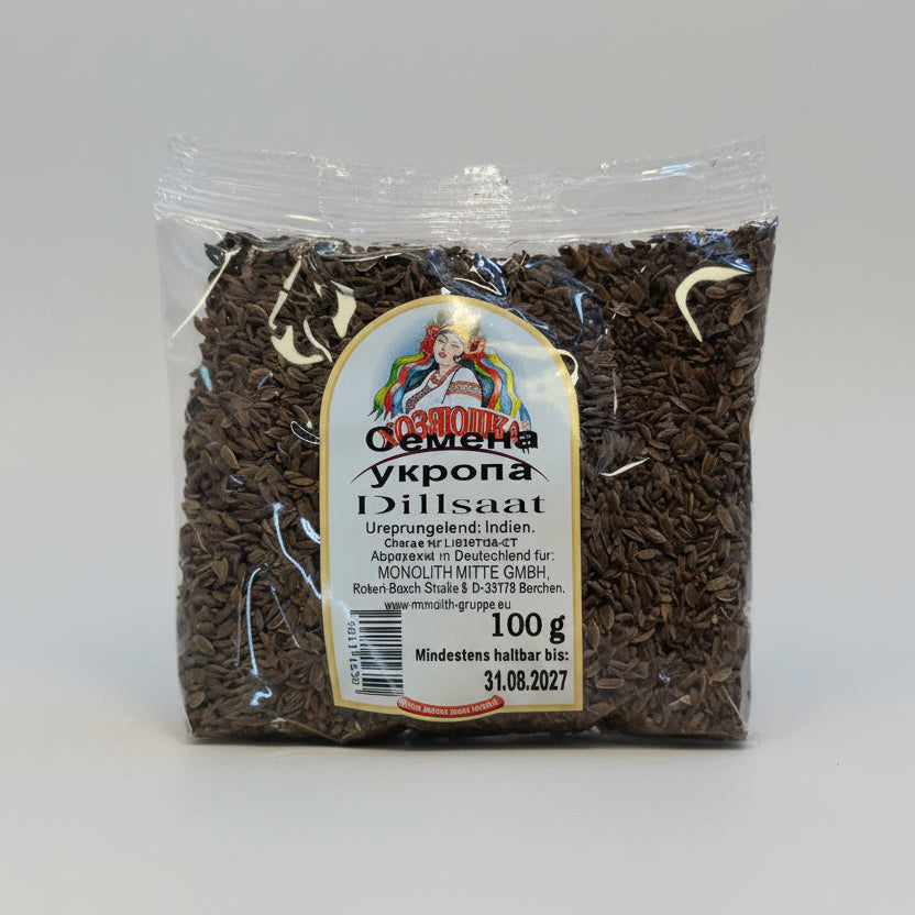 Graines d'aneth «Khozyaushka» 100 g en sachet, épice traditionnelle d'Europe de l'Est