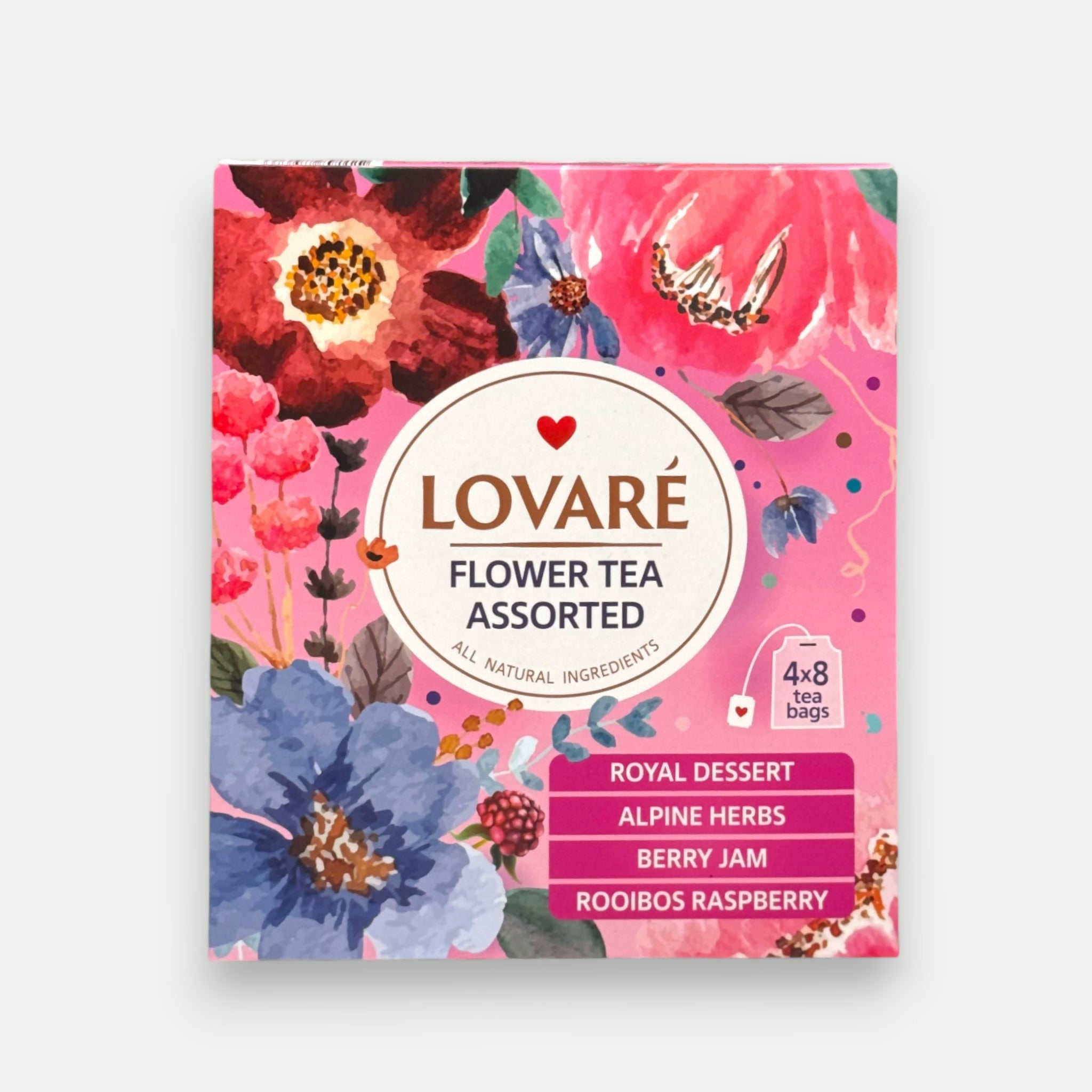 Assortiment de thés floraux Lovare 32 sachets en coffret, sélection de thés aux notes florales et fruitées idéale pour offrir, épicerie slave Pomo.bio, livraison rapide à Paris