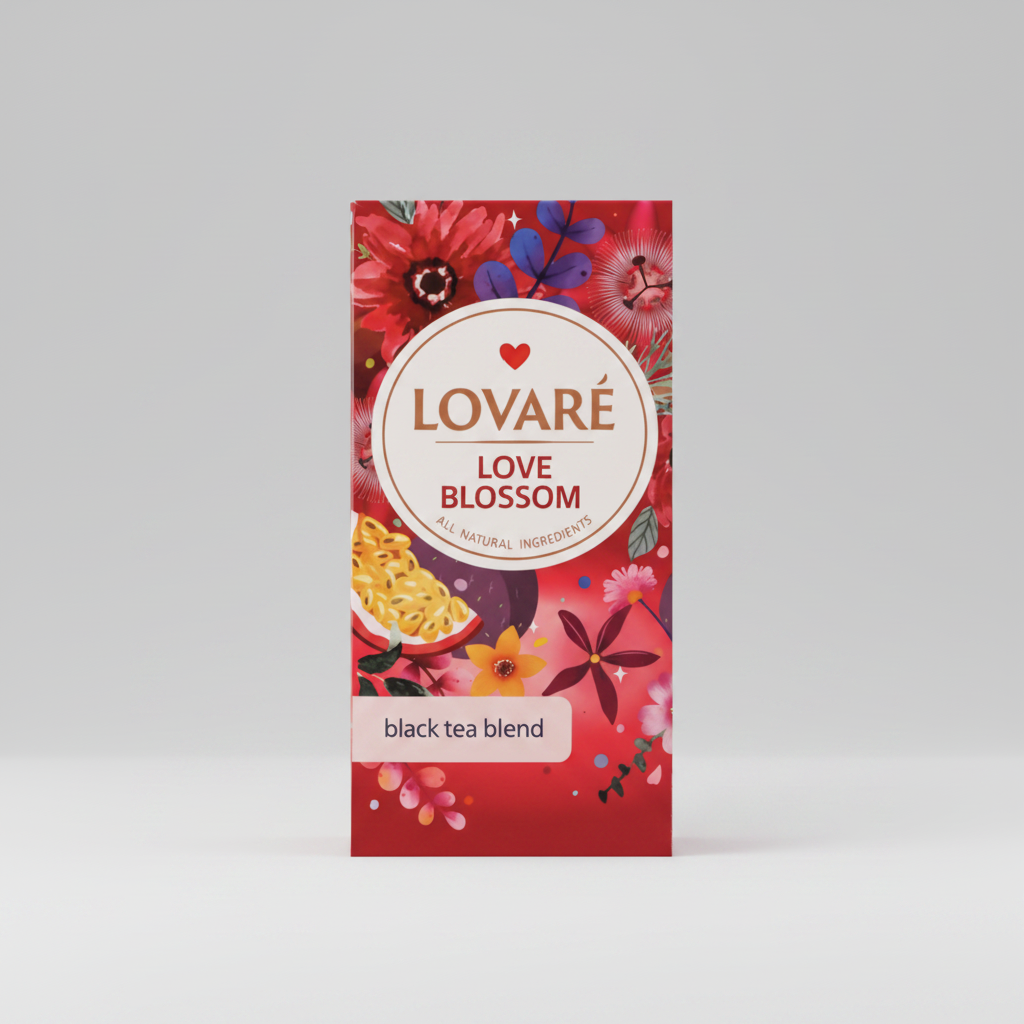 Boîte de thé noir Love Blossom Lovare aux pétales de fleurs 80 g, produit d'Europe de l'Est