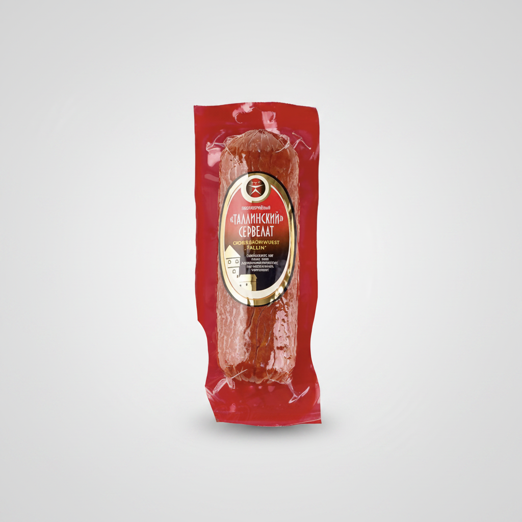 Saucisse fumée Servelat Tallinskyj 450 g, charcuterie d'Europe de l'Est, épicerie slave en ligne