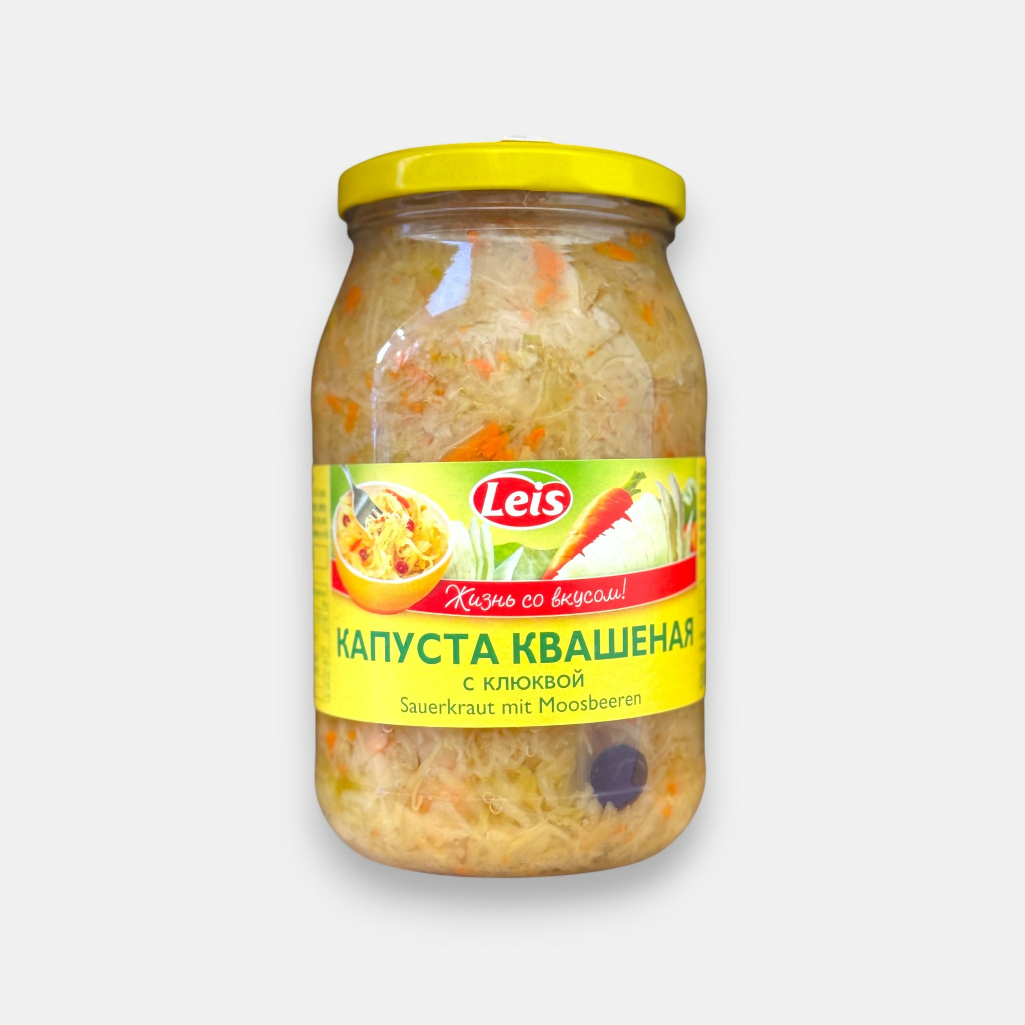 Chou fermenté aux canneberges Leis, recette traditionnelle croquante et légèrement acidulée avec une note fruitée, idéal en salade ou en accompagnement, spécialité slave, livraison rapide à Paris sur Pomo.bio