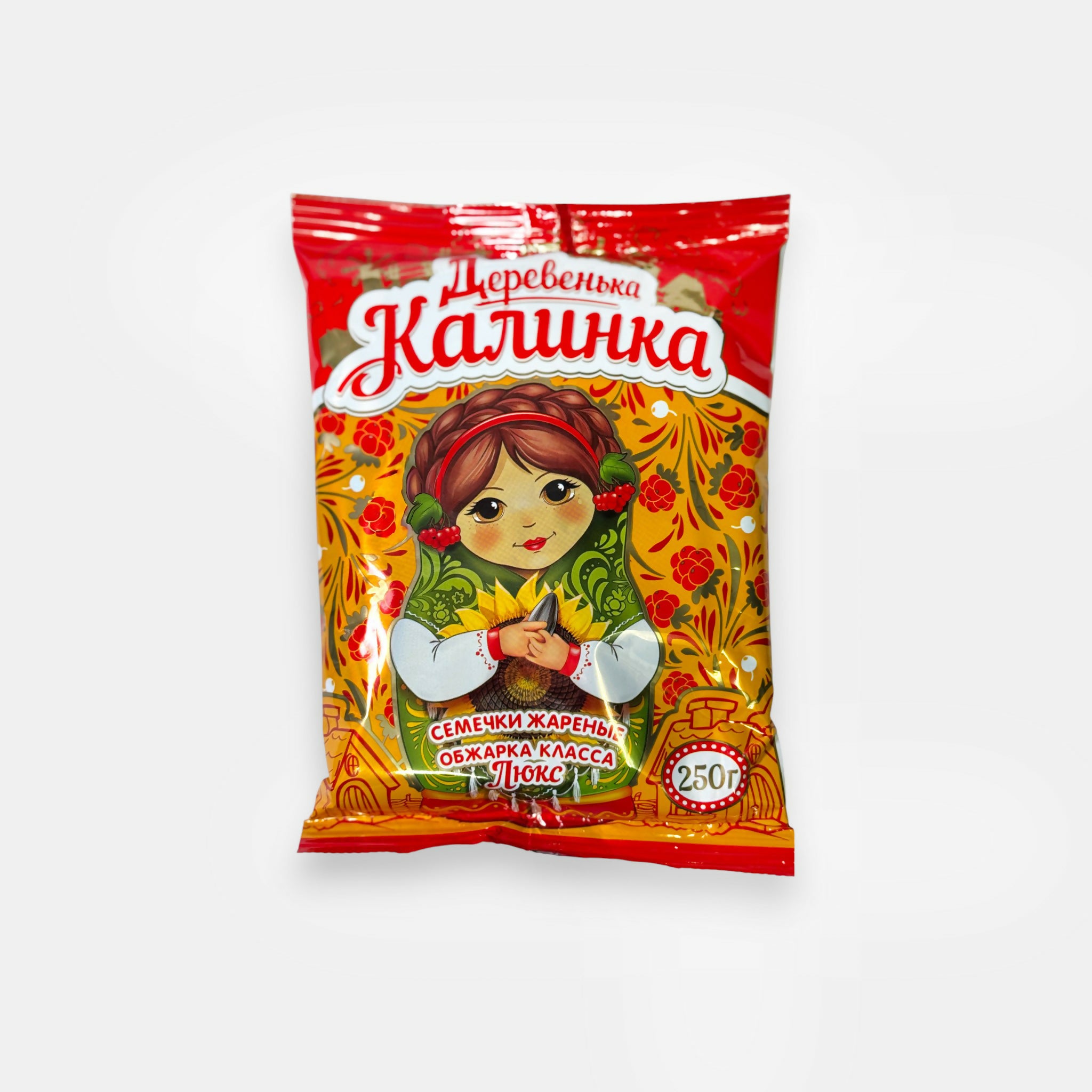 Paquet de graines de tournesol «Derevenka Kalinka», 250 g — graines naturelles riches en goût et en arôme. Disponible sur Pomo.bio.