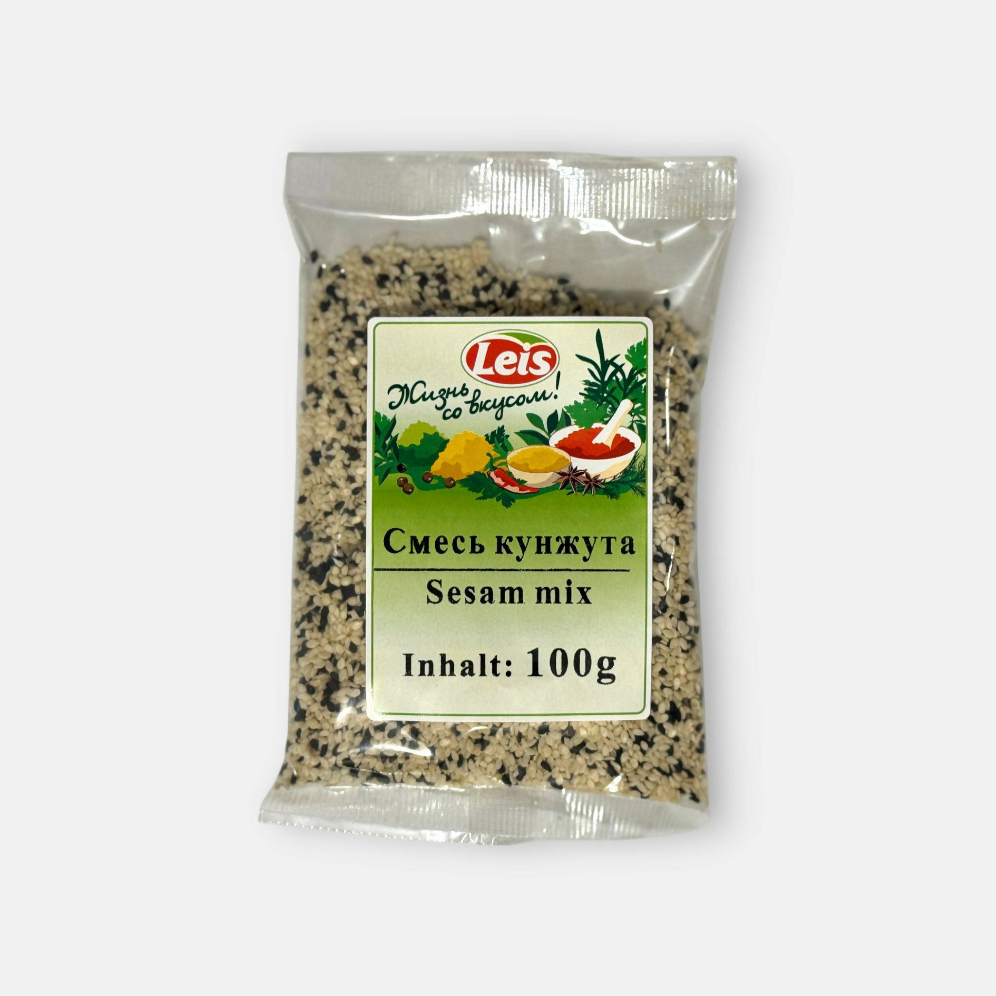 Sachet de mélange de graines de sésame pour plats et salades, vue de face, produit d’épicerie slave à Paris — livraison rapide Pomo.bio.