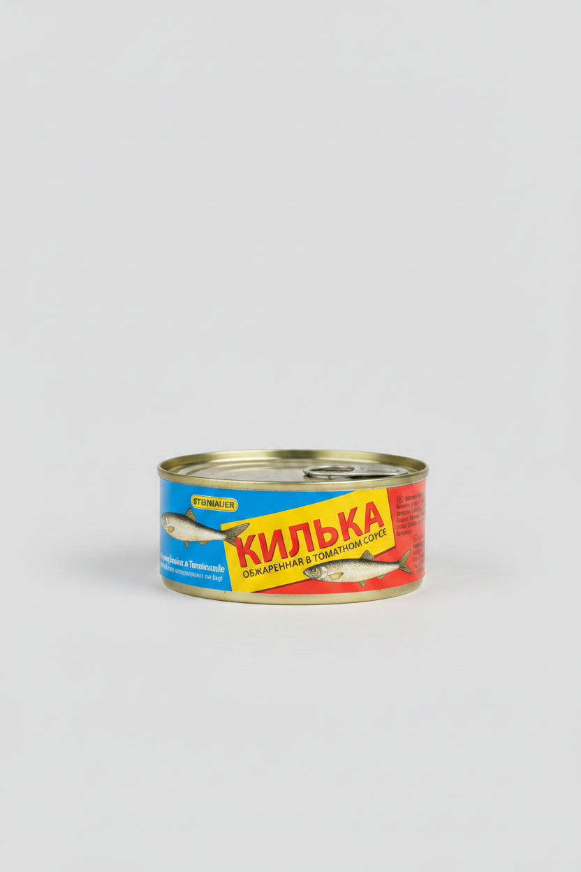 Boîte de sprats frits à la sauce tomate Steinhauer 240 g, conserve de poisson, épicerie d'Europe de l'Est