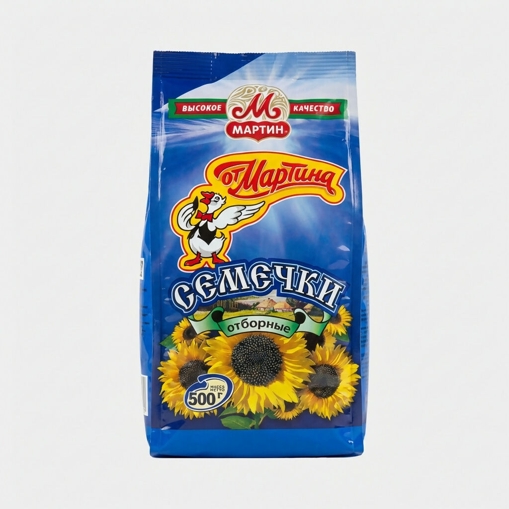 Graines de tournesol salées Ot Martina en sachet, graines grillées et salées pour snacking, produit d’épicerie slave proposé par Pomo.bio avec livraison rapide à Paris